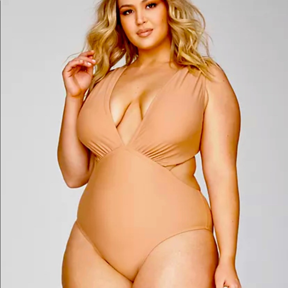 V neck one piece swimsuit